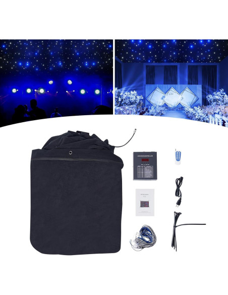 Cortina de Luz LED 6m x 3m Azul y Blanca con Control DMX SHATUOA