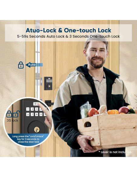 Cerradura Inteligente OOCC G30 con Teclado y 2 Llaves - Negro Mate Cerradura Inteligente OOCC G30 con Teclado y 2 Llaves - Negro Mate