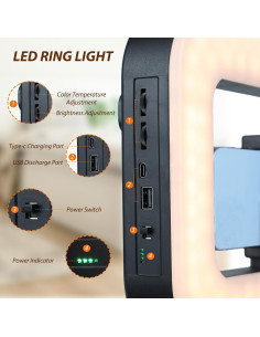 Estabilizador de Video para Smartphone WBLOOMSI con Luz LED 8000mAh 2