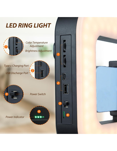 Estabilizador de Video para Smartphone WBLOOMSI con Luz LED 8000mAh