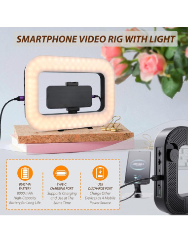 Estabilizador de Video para Smartphone WBLOOMSI con Luz LED 8000mAh