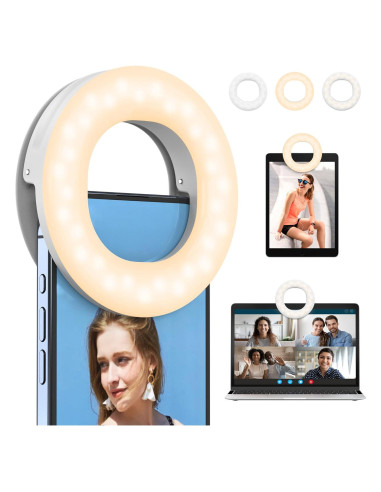 Luz de Anillo Selfie Recargable Qirita 3 Modos 94mm