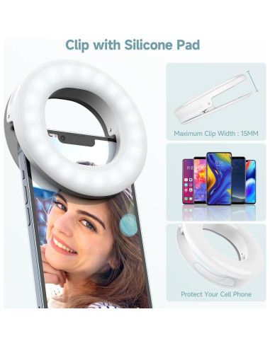 Luz de Anillo Selfie Recargable Qirita 3 Modos 94mm