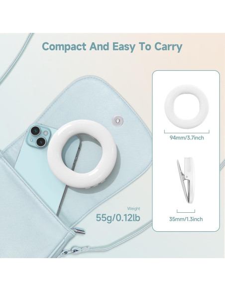 Luz de Anillo Selfie Recargable Qirita 3 Modos 94mm