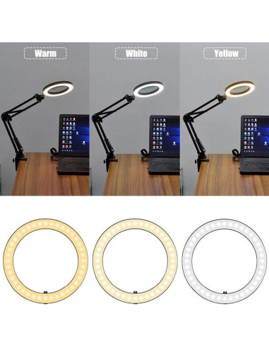 Cabezal de Anillo de Luz LED ZJchao 18W 26cm Ajustable