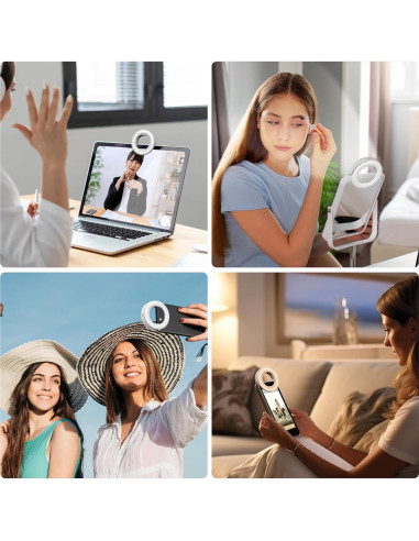 Luz de Anillo Selfie Recargable Qirita 3 Modos 94mm