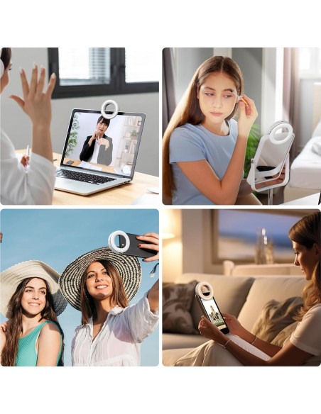 Luz de Anillo Selfie Recargable Qirita 3 Modos 94mm