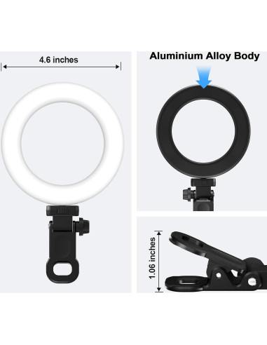 Anillo de Luz LED Clip para Laptop Baoyi MY048 10 Niveles Brillo
