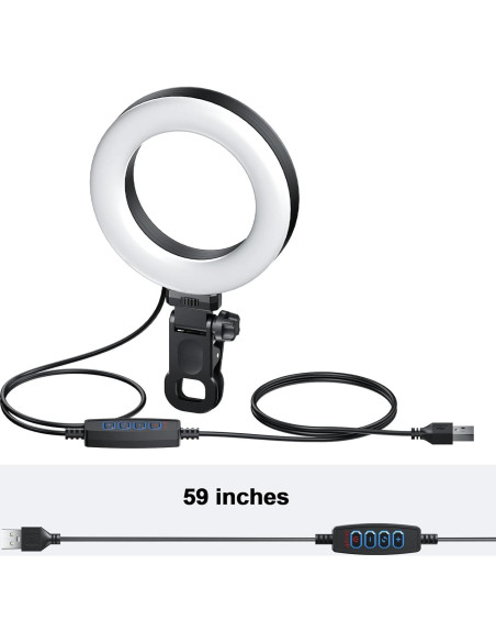 Anillo de Luz LED Clip para Laptop Baoyi MY048 10 Niveles Brillo Anillo de Luz LED Clip para Laptop Baoyi MY048 10 Niveles Brillo