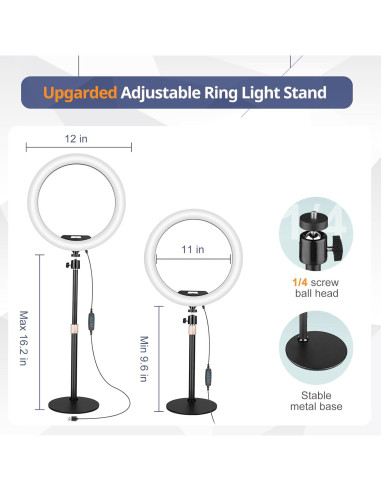 Luz de Anillo LED Sensyne 30.5 cm con Soporte y Control Remoto