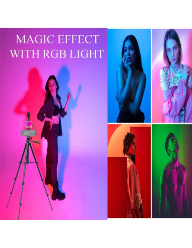 Kit de Vlogging Peanutech con Luz RGB, Trípode y Micrófono