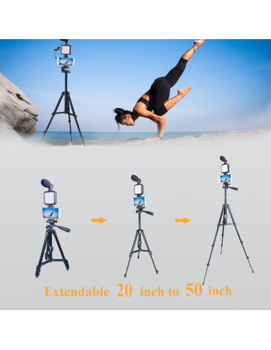 Kit de Vlogging Peanutech con Luz RGB, Trípode y Micrófono