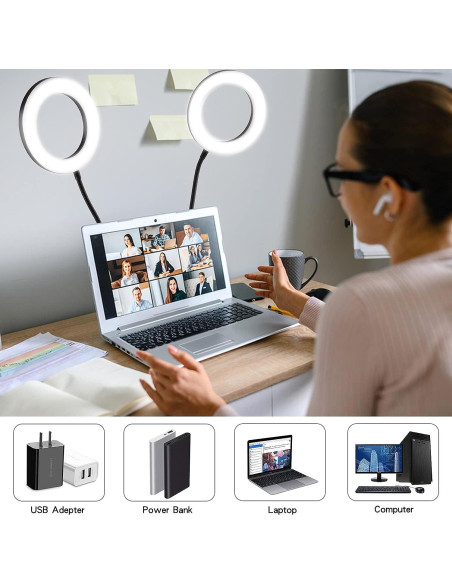 Luz de Anillo Doble 15 cm UPXDUMI con Brazo Flexible USB