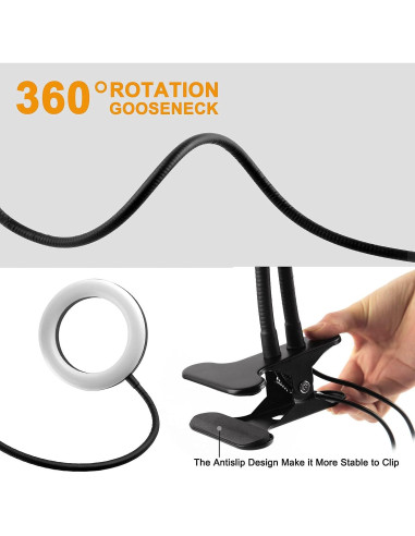 Luz de Anillo Doble 15 cm UPXDUMI con Brazo Flexible USB