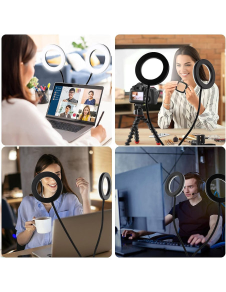 Luz de Anillo Doble 15 cm UPXDUMI con Brazo Flexible USB