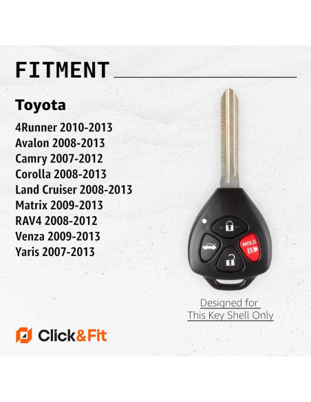 Cubiertas de llavero de silicona Click&Fit para Toyota 2008-2013