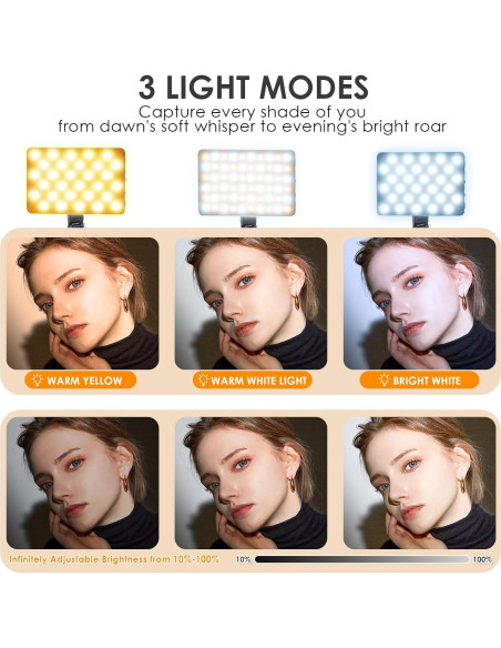 Luz de Selfie Eagerey VC01 60 LED Recargable Clip Negro