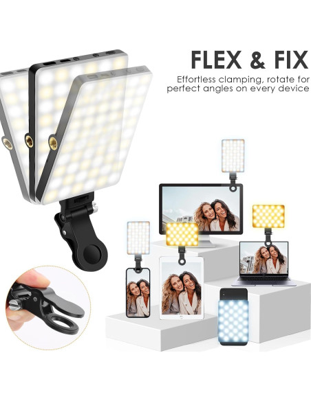 Luz de Selfie Eagerey VC01 60 LED Recargable Clip Negro