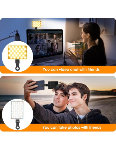 Luz de Selfie Eagerey VC01 60 LED Recargable Clip Negro