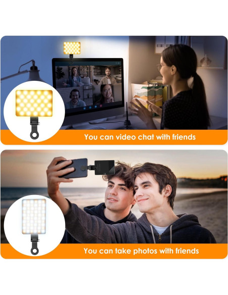 Luz de Selfie Eagerey VC01 60 LED Recargable Clip Negro