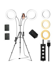 Anillo de Luz LED Doble 20 cm iMartine con Soporte Ajustable