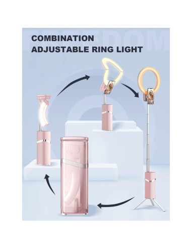 Anillo de Luz Plegable Woumlaiy 10'' con Trípode Extensible 200 cm