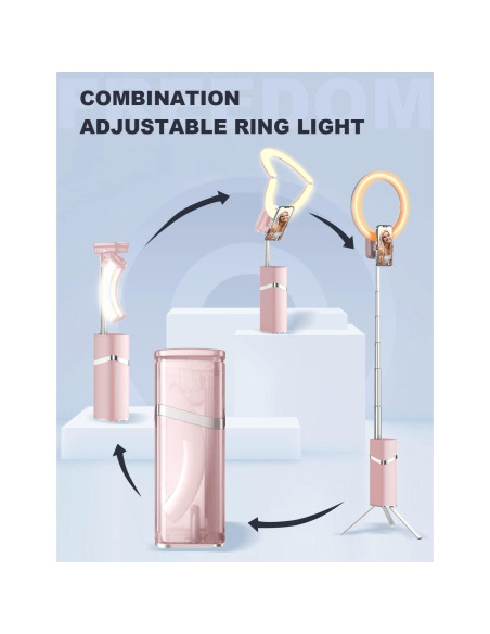 Anillo de Luz Plegable Woumlaiy 10'' con Trípode Extensible 200 cm