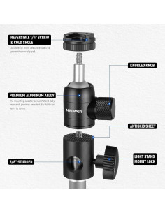 Adaptador de Montaje NEEWER con Cabezal de Bola Mini 1/4" 2