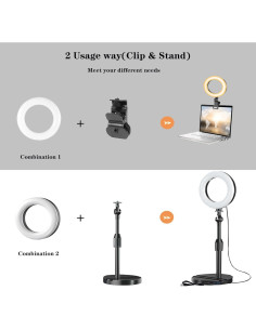 Luz de Anillo Amcuke 10W Regulable 3000K-6500K con Soporte 2