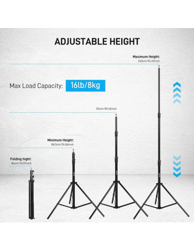 Soporte de Luz GVM DJ240-A para Fotografía 240cm 8kg