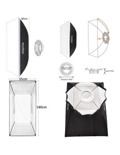 Softbox Rectangular Godox 35x160cm Montaje Bowens para Estudio 2