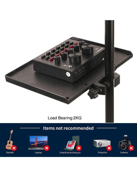 Bandeja Soporte para Micrófono con Abrazadera 24x17.5cm Bandeja Soporte para Micrófono con Abrazadera 24x17.5cm