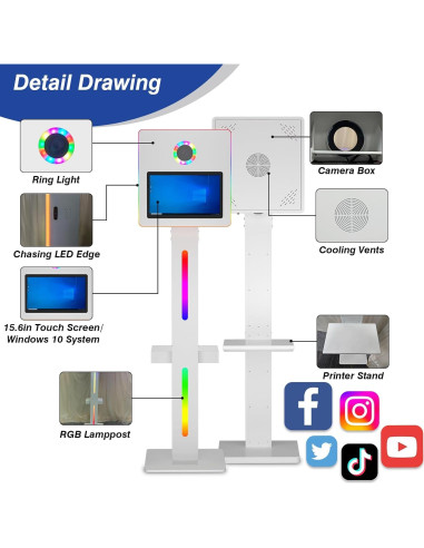 Cabina de Fotos Espejo Portátil Enwozp 15.6" con Maleta