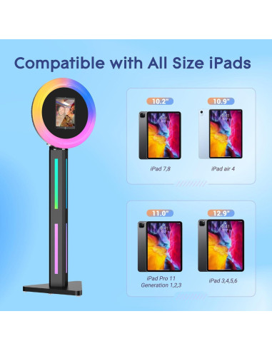 Cabina de Fotos Portátil HARZHI para iPad con Luz de Anillo