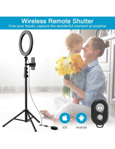 Luz de Anillo Selfie Fangflower 23 cm con Trípode 68-127 cm 2