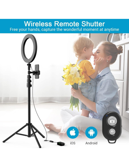Luz de Anillo Selfie Fangflower 23 cm con Trípode 68-127 cm Luz de Anillo Selfie Fangflower 23 cm con Trípode 68-127 cm