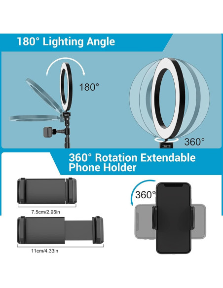 Luz de Anillo Selfie Fangflower 23 cm con Trípode 68-127 cm Luz de Anillo Selfie Fangflower 23 cm con Trípode 68-127 cm