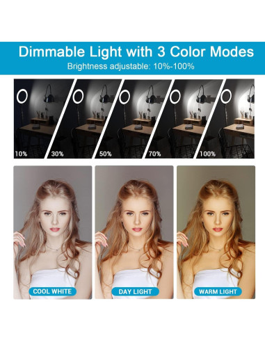 Luz de Anillo Selfie Fangflower 23 cm con Trípode 68-127 cm