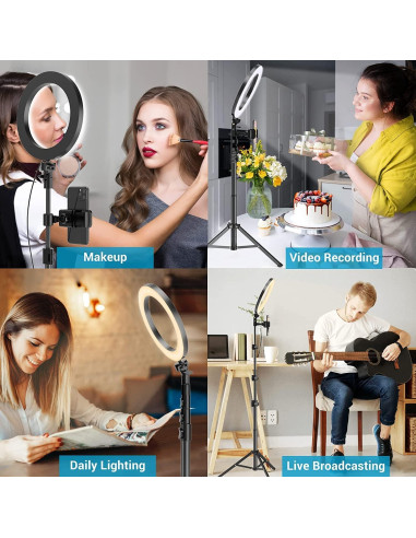 Luz de Anillo Selfie Fangflower 23 cm con Trípode 68-127 cm