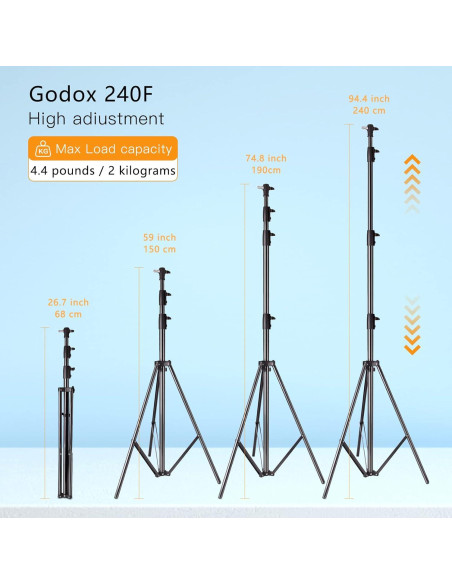 Soporte de trípode Godox 240 cm para iluminación fotográfica