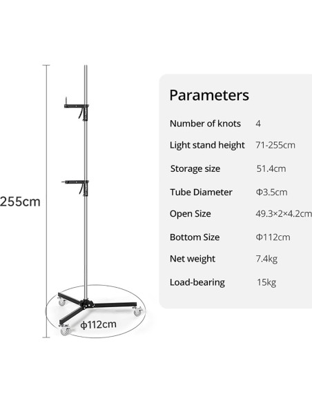 Soporte de Luz Móvil AMBITFUL AL250 Ajustable 1.98m