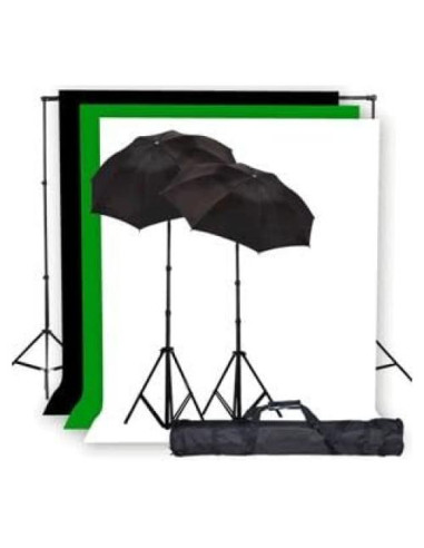 Kit de iluminación de estudio fotográfico StudioFX K03 con 3 fondos
