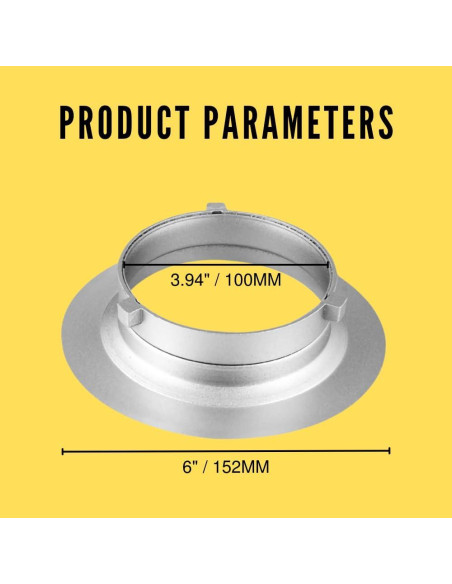 Adaptador de Anillo de Velocidad Fotoconic 152mm para Flash Bowens