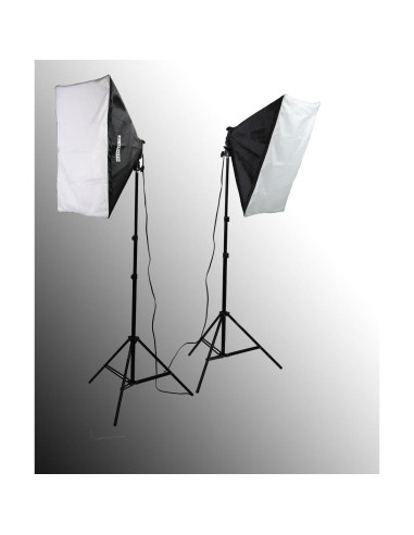 Kit de Iluminación de Estudio ePhoto H9004SB-69BWG con Fondos