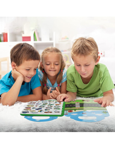 Libro de Pegatinas Reutilizables AEAHALY Granja Dinosaurios