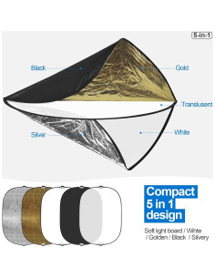 Reflector Fotográfico 5 en 1 WELLMAKING 150x200cm Plegable 2