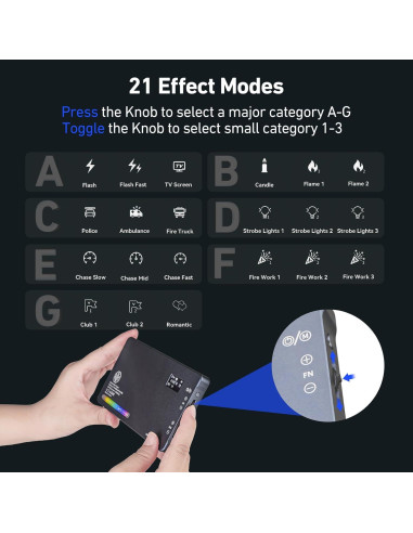 Luz de Video LED T12 Pro RGB 12W Batería 4000mAh 2500-8000K