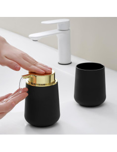 Juego de Accesorios de Baño YAUKPH Negro y Dorado 2 Piezas 2