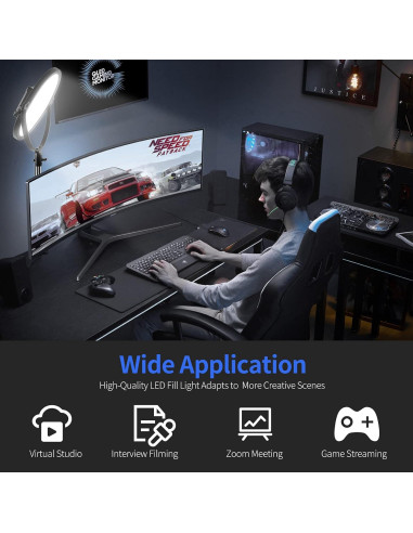 Luz LED de Video GVM 10" Bi-Color con Control APP y Difusor