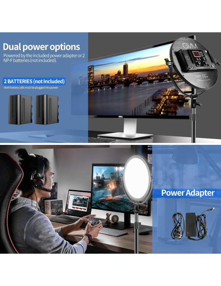 Luz LED de Video GVM 10" Bi-Color con Control APP y Difusor Luz LED de Video GVM 10" Bi-Color con Control APP y Difusor